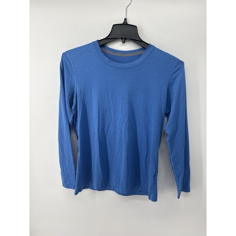 Nike Running Women's Dri-FIT Long Sleeve Shirt Blue Crew Neck Size Large